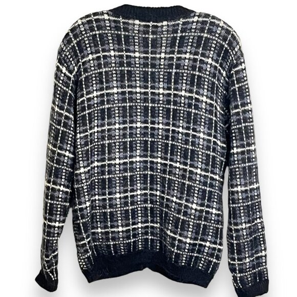 Vtg Plaid Mohair Blnd Cardigan Sweater Women Medium Academia Soft Grunge Granny - Picture 2 of 12